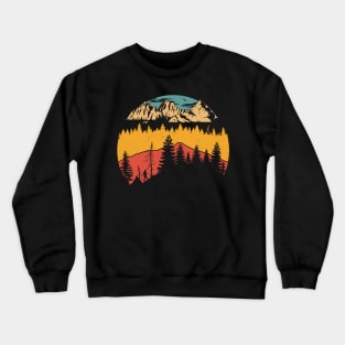 Forest Trees Outdoors Nature Retro for Hiking Camping Crewneck Sweatshirt